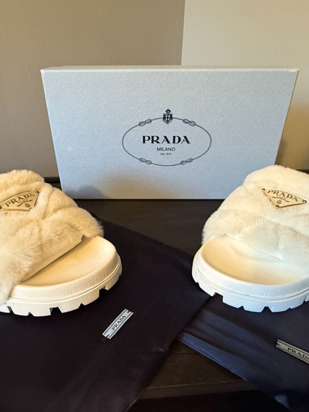 Prada Quilted Shearling Platform Slides - EU39 & US9 - Picture 5 of 6